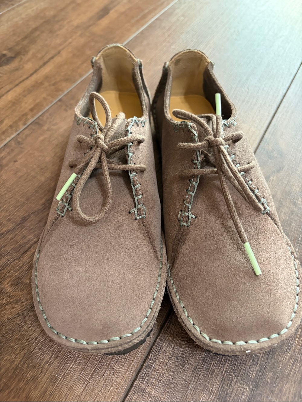 Clarks Originals Lugger Suede Shoes Taupe Grey Leather Crepe Sole Sz 7.5 M